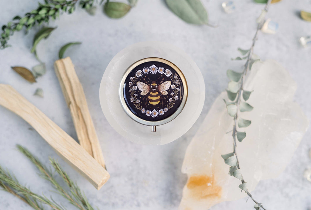 Wildflower Honey Solid Perfume with Vintage Honey Bee Art by Artist Aurelia Corvinus