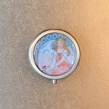 Load image into Gallery viewer, Vintage Victorian Cottagecore Nectar (Peach) Solid Perfume with Rainbow Goddess by Alphonse Mucha
