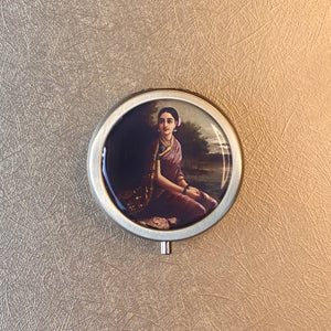 Vintage Victorian Cottagecore Devotion Solid Perfume Compact with Radha in the Moonlight by Raja Ravi Varma